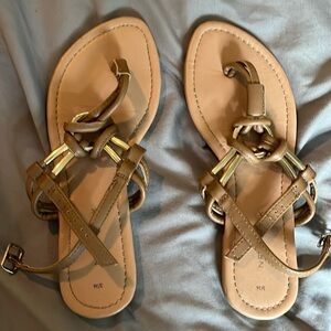 BROWN AND GOLD NEW LOOK SANDALS